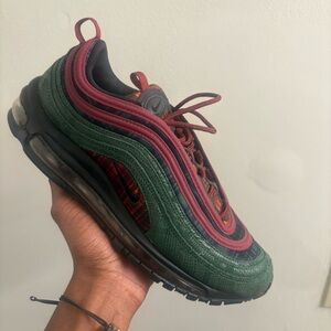 Nike Air Max 97 in Green and Burgundy with Black Sole